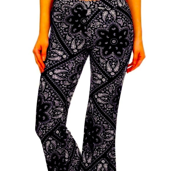 🆕NIP:SHOSHO- PAISLEY PRINT BOHO FLARE BELL BOTTOM PALAZZO BOTTOM PANTS- XL - Picture 3 of 7